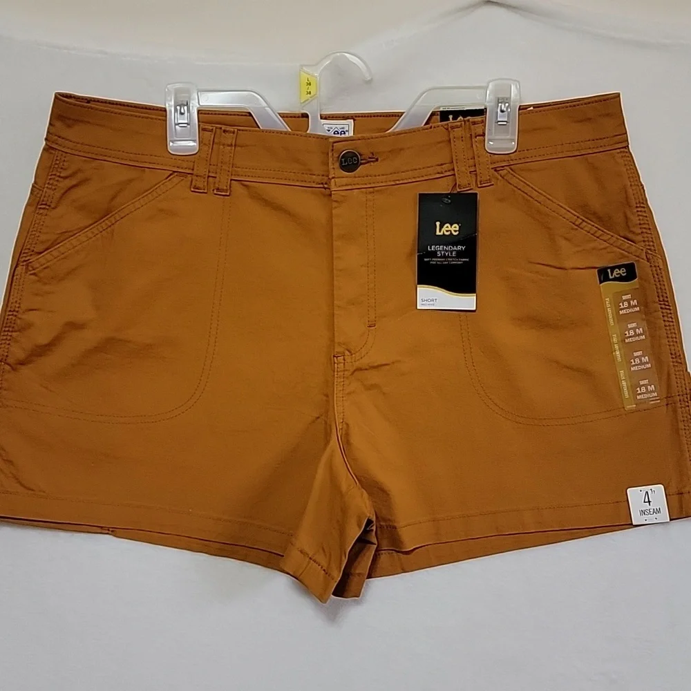 Women's Lee Legendary Carpenter‎ Shorts with Hammer Loop, Caramel, Size 18, NWT